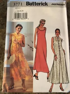 🌺 BUTTERICK #3771 - VESTIDO SIN MANGAS PARA DAMA Y PATRÓN DE PLUMERO MANDARINA 14-18 FF - Imagen 1 de 3