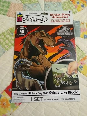 40 JURASSIC WORLD Colorforms, Re stickable Sticker Story Adventure SET, 3 Scenes - Image 1 of 4