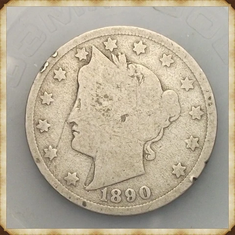 1890 Liberty Nickel   "Actual Coin Pictured" Cover