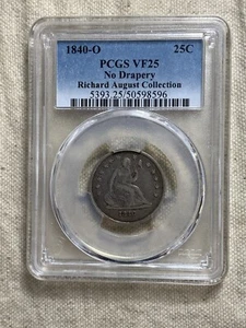 1840-O No Drapery Seated Liberty Quarter PCGS VF25 Nice Circulated Coin Look - Picture 1 of 8