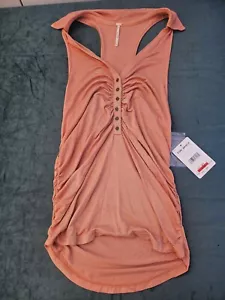 Free People Coco Pink Ruched Racerback Tank Top Women's Size Medium - Picture 1 of 8