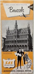 SAS Air Airlines - Folleto de retratos de la ciudad - Bruselas - principios de la década de 1960 - Imagen 1 de 4