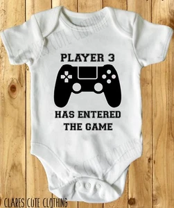 GAMER PLAYER 3 BABY VEST/ GROW WHITE, all sizes available - Picture 1 of 1