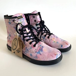 New Dr. Martens Women’s Sheridan Pink Rainbow Burst Combat Boots US Size 9 - Picture 1 of 12