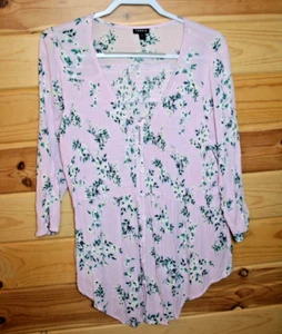 Torrid Women Top Floral Crinkle Gauze Smocked Blouse Button Front Size 0 - Larg - Picture 1 of 4