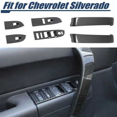 Carbon Window Lift Door Handle Trim Cover For Chevy Silverado GMC SIERRA 2007-13 - Изображение 1 из 4