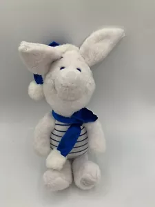 Rare Disney Holiday Piglet Plush Christmas Winter Blue White Scarf Hat Stripes - Picture 1 of 8