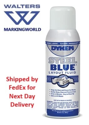Dykem Engineers Steel Blue & Red Layout Fluid - 12oz (340g) Aerosol