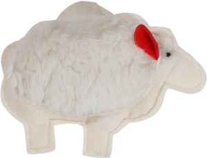 Süßes Baby Rassel SCHAF in beige mit roten Öhrchen aus weichem Polyesterfilz - Bild 1 von 5