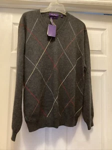 Nuevo con etiquetas Suéter Para Hombres Alan River 100% Gris Cachemira Cuello en V Talla Grande - Imagen 1 de 5