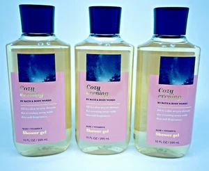 3 BATH & BODY WORKS COZY EVENING ALOE & VITAMIN E SHOWER GEL 10 oz / 295 ml NEW - Picture 1 of 4