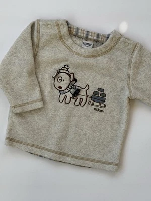 Pullover polar vintage Y2K OshKosh bebé 12 meses invierno perro bordado beige Foto 1 de 4