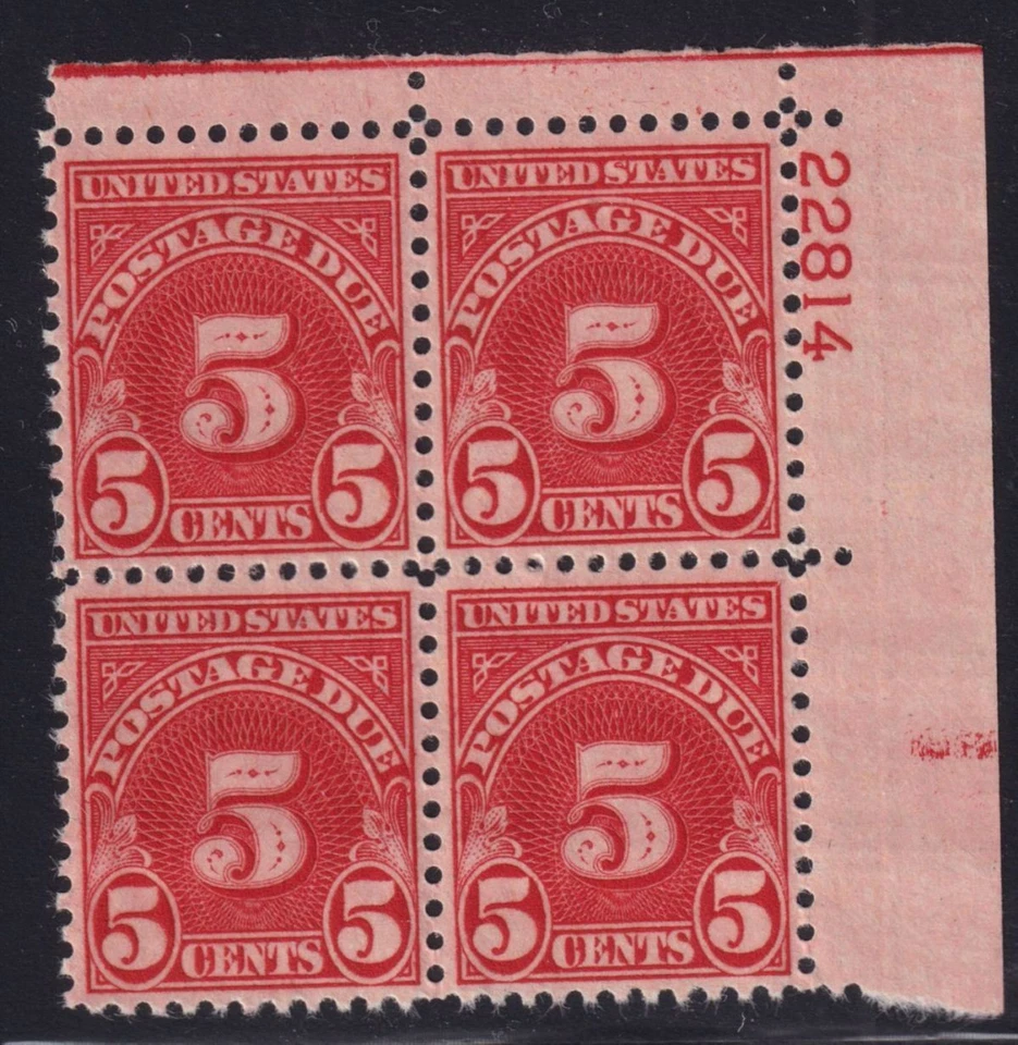 1931 Postage Due Sc J83 MNH nice OG plate block carmine eye plate wet print (EA - Image 1 of 1