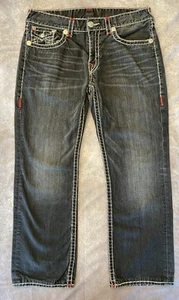 Pantalones de mezclilla True Religion para hombre Dark Desire rojo blanco puntada de cuerda talla 36 raros - Imagen 1 de 10