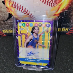 Baloncesto cromado Topps 2024-25 Pacome Dadiet Next Stop púrpura automático RC SP Knicks - Imagen 1 de 2