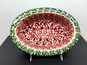 Wassermelone Schwammgeschirr Oval Servierschüssel Schale Gerald Henn Keramik 12" Küche - Bild 1 von 9