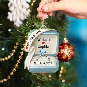 Caja de anillos efecto cerámica casada con ella dijo que sí comprometida - decoración personalizada - Imagen 1 de 8