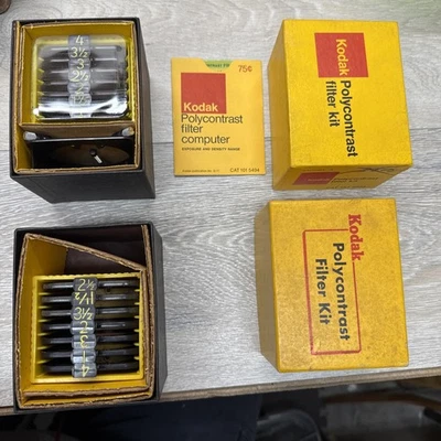 Vintage New Kodak Polycontrast Filter Kit Model A W/Box & 7 Extra Used Filters - Image 1 of 4