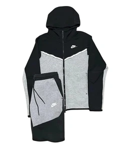 Nike Tech Fleece Tracksuit Two Tone Black/Grey Men's Nike Hoodie 2 Piece set - Picture 1 of 5