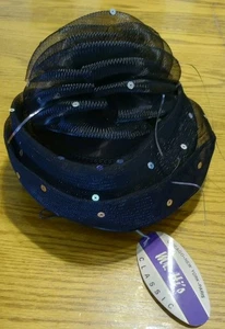 Vintage Mr. Hi's Damen Topper Hut Neu aus altem Lagerbestand schwarz glitzernd NEU - Bild 1 von 6