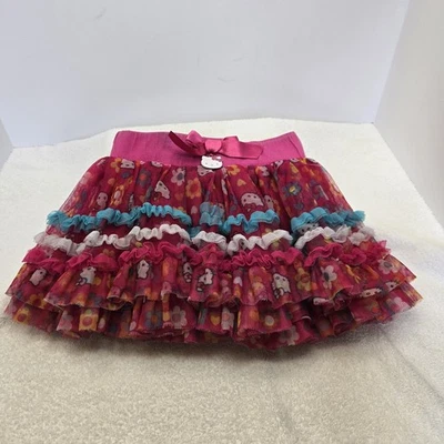 Niñas Hello Kitty Falda con Tul Rosa Caliente Talla 3T por Sanrio Tutú Multicapa  Foto 1 de 4