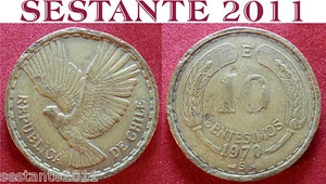 B6 CHILE CILE 10 CENTESIMOS CENTESIMI 1970 KM# 191 - Imagen 1 de 1