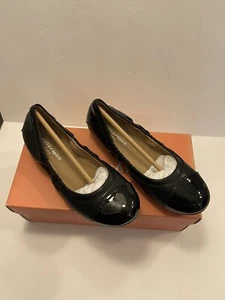 New Easy Spirit E360 Gessica 3 Black Faux Patent Ballet Flats Cap Toe Sz 5 M New - Picture 1 of 10