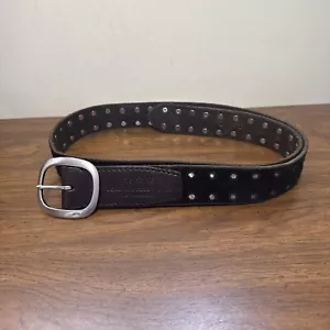 John Varvatos Black Leather Studded Belt Size 40 Designer Biker - Picture 1 of 9