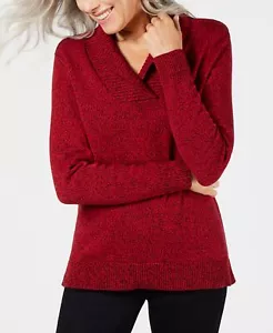 /LX085/ Maglione Karen Scott cotone marmorizzato collo scialle nuovo rosso taglia M $46,50 - Foto 1 di 1