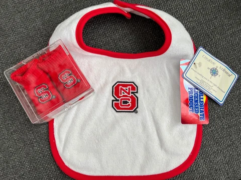 North Carolina NC State Wolfpack Newborn Baby Booties Socks & Bib Tailgating Fun Cover