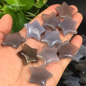 10 Stck. Natürlicher Grauer Achat Sterne Quarz Kristall Heilkristall Geschenk 1 Zoll - Bild 1 von 11