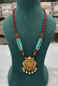 Multi Layered Pearl Beaded Gold Plated Temple Jewelry Necklace For Women - Picture 1 of 3