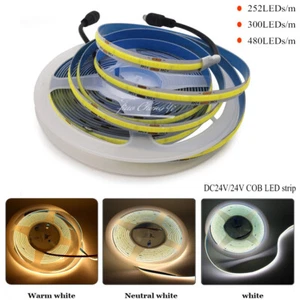 DC 12V 24V LED Strip Light  252 300 480LED High Density Flexible  COB Led Light - Picture 1 of 14