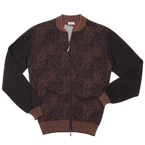 Cruciani Patterned Full-Zip Bomber Cardigan Sweater Classic-Fit L (Eu 52) NWT - Picture 1 of 6