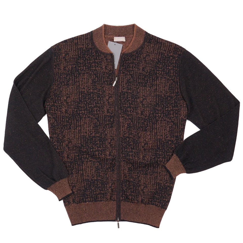 Cárdigan Suéter Cruciani Estampado Cremallera Completa Ajuste Clásico L (UE 52) NUEVO CON ETIQUETAS Foto 1 de 4
