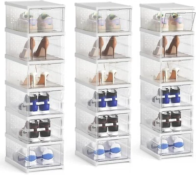 Scarpiera Organizer Scarpe Pieghevole Set 6 Scatole Trasparente Salvaspazio - Immagine 1 di 4