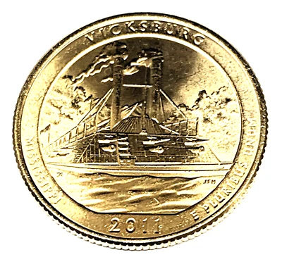 # C1659   U.S.  AM. BEAUTIFUL   GOLD COLORED  25c  COIN,  VICKSBURG   2011-D - Image 1 of 2