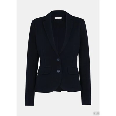 Chaqueta Blazer Whistles Azul Marino Delgada Suave Algodón Jersey Tejido Azul Oficina Negocios 10 Foto 1 de 4