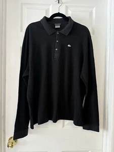 Lacoste 1/4 Knopf Wolle Baumwollmischung Langarm Grau Herren Polo Größe 9 XXL - Bild 1 von 4
