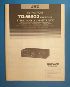 JVC TD-W503 Estéreo Doble Cassette Deck Manual de Instrucciones - Imagen 1 de 2