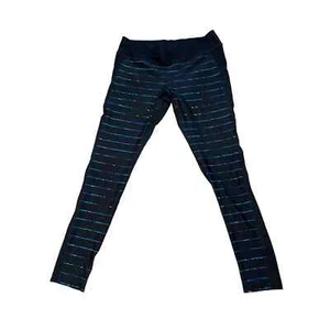 Athleta bedruckte dünne Leggings KLEIN, schwarz mit blauen Neonstreifen 439085 - Bild 1 von 6