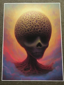Póster artístico calavera etérea con red de luz 18x24 pulgadas - Imagen 1 de 1
