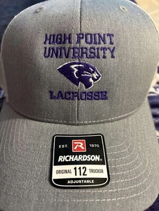 High Point University HPU Lacrosse Trucker Hat Gray W/ Purple Embroidery &ribbon - Picture 1 of 10