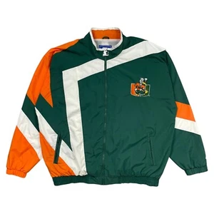 VTG 90s NCAA MIAMI HURRICANES STARTER WINDBREAKER JACKET SIZE XXL 2XL - Picture 1 of 6