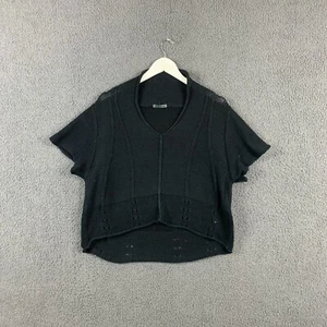 OSKA Jumper Womens 2 UK 12 Black Chunky Cable Knit V Neck Short Sleeve - Picture 1 of 8