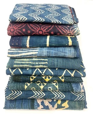 Colcha Kantha de Algodão Indiano Vintage Índigo Atacado Ponto à Mão Kantha Throw - Imagem 1 de 4