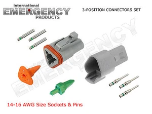3-Pin DT Stecker Set Deutsch 14 16 AWG Nickel GA Kit Stecker Buchse grau OEM - Bild 1 von 1
