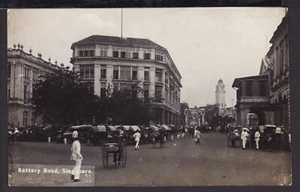 SINGAPORE 1930s BATTERY ROAD REAL PHOTO POSTCARD (L794) - Picture 1 of 2