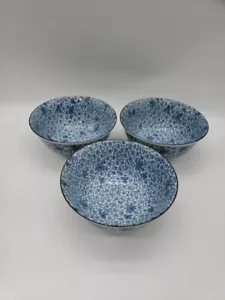Juego de 3 cuencos azules vintage japoneses de porcelana para arroz o sopa - Imagen 1 de 8