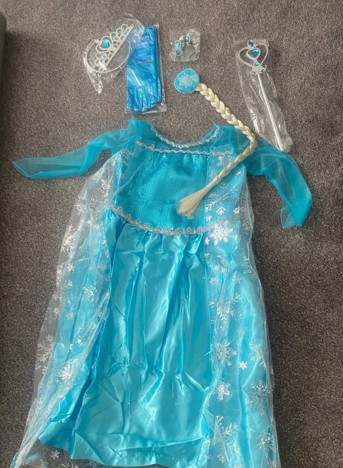 Queen Princess Elsa Girls Anna Dress Fancy Up Costume Party Kids Cosplay 5-6